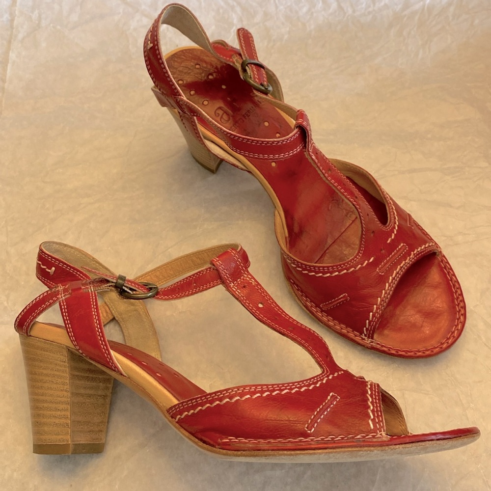 ALBERTO FERMANI AF Italian Women’s Shoes. Red Leather Heeled Sandals Size EU 36